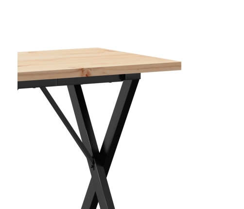 vidaXL virtuves galds, X-rāmis, 80x50x75,5 cm, priedes koks, čuguns