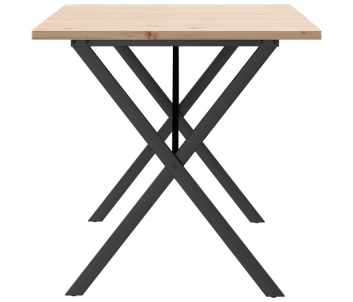 vidaXL virtuves galds, X-rāmis, 140x80x75,5 cm, priedes koks, čuguns