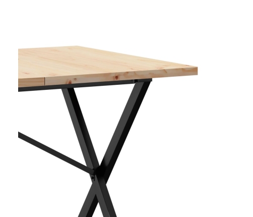 vidaXL virtuves galds, X-rāmis, 140x80x75,5 cm, priedes koks, čuguns