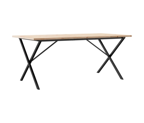 vidaXL virtuves galds, X-rāmis, 180x90x75,5 cm, priedes koks, čuguns