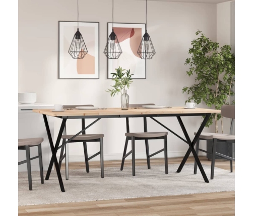 vidaXL virtuves galds, X-rāmis, 180x90x75,5 cm, priedes koks, čuguns