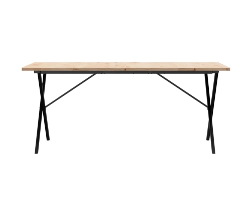 vidaXL virtuves galds, X-rāmis, 180x90x75,5 cm, priedes koks, čuguns