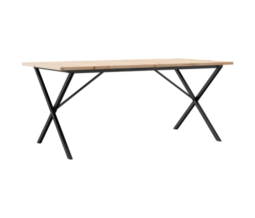 vidaXL virtuves galds, X-rāmis, 180x90x75,5 cm, priedes koks, čuguns