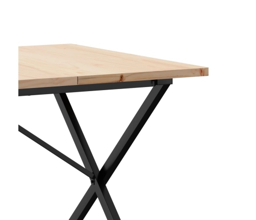 vidaXL virtuves galds, X-rāmis, 180x90x75,5 cm, priedes koks, čuguns