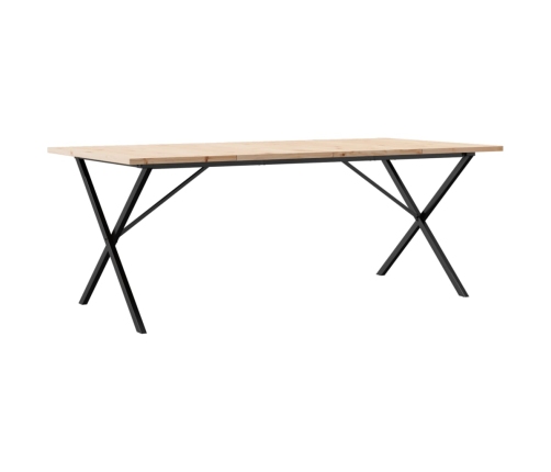vidaXL virtuves galds, X-rāmis, 200x100x75,5 cm, priedes koks, čuguns