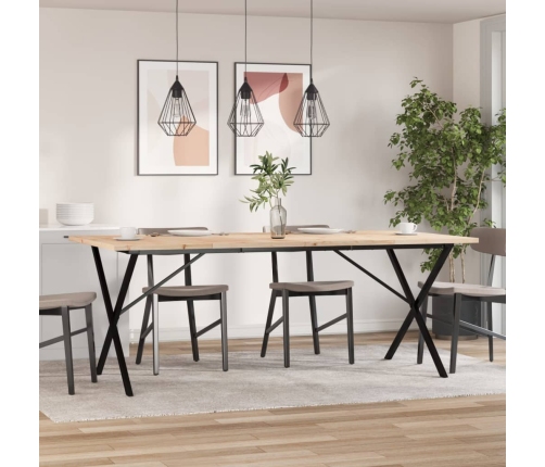 vidaXL virtuves galds, X-rāmis, 200x100x75,5 cm, priedes koks, čuguns