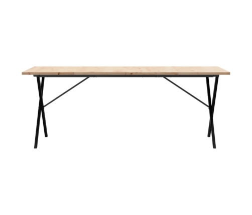 vidaXL virtuves galds, X-rāmis, 200x100x75,5 cm, priedes koks, čuguns