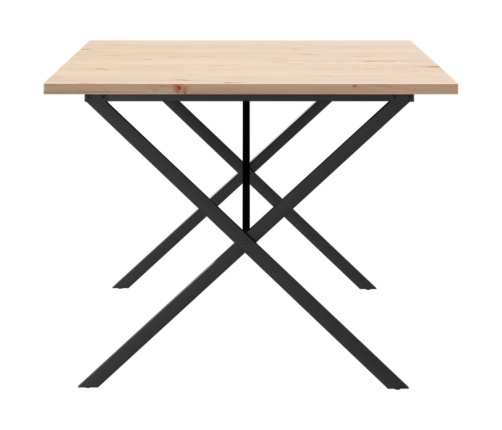 vidaXL virtuves galds, X-rāmis, 200x100x75,5 cm, priedes koks, čuguns