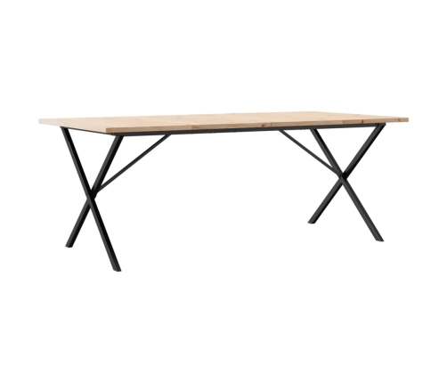 vidaXL virtuves galds, X-rāmis, 200x100x75,5 cm, priedes koks, čuguns