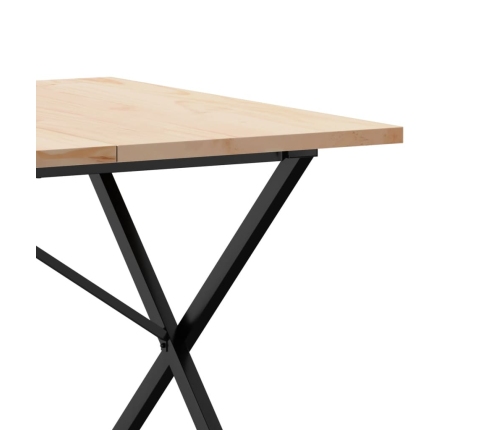 vidaXL virtuves galds, X-rāmis, 200x100x75,5 cm, priedes koks, čuguns
