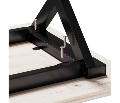 vidaXL virtuves galds, X-rāmis, 200x100x75,5 cm, priedes koks, čuguns