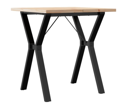 vidaXL virtuves galds, Y-rāmis, 70x70x75,5 cm, priedes koks, čuguns