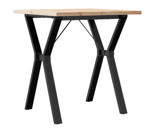 vidaXL virtuves galds, Y-rāmis, 70x70x75,5 cm, priedes koks, čuguns