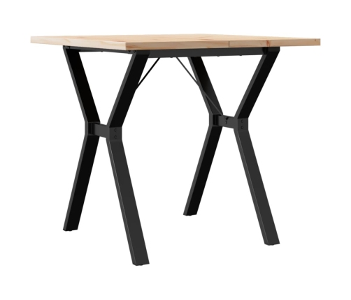 vidaXL virtuves galds, Y-rāmis, 80x80x75,5 cm, priedes koks, čuguns
