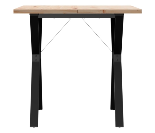 vidaXL virtuves galds, Y-rāmis, 80x80x75,5 cm, priedes koks, čuguns