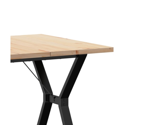 vidaXL virtuves galds, Y-rāmis, 80x80x75,5 cm, priedes koks, čuguns