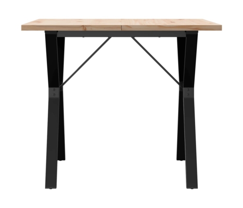 vidaXL virtuves galds, Y-rāmis, 90x90x75,5 cm, priedes koks, čuguns