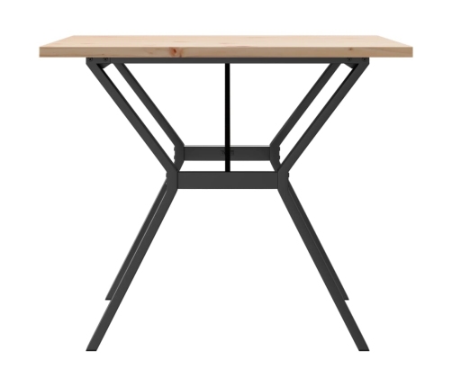 vidaXL virtuves galds, Y-rāmis, 90x90x75,5 cm, priedes koks, čuguns