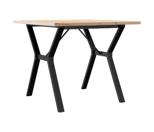 vidaXL virtuves galds, Y-rāmis, 90x90x75,5 cm, priedes koks, čuguns