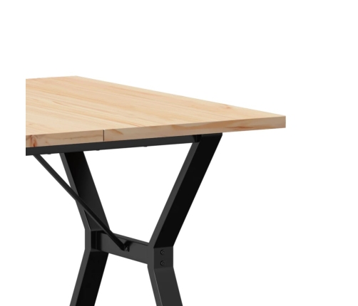 vidaXL virtuves galds, Y-rāmis, 90x90x75,5 cm, priedes koks, čuguns