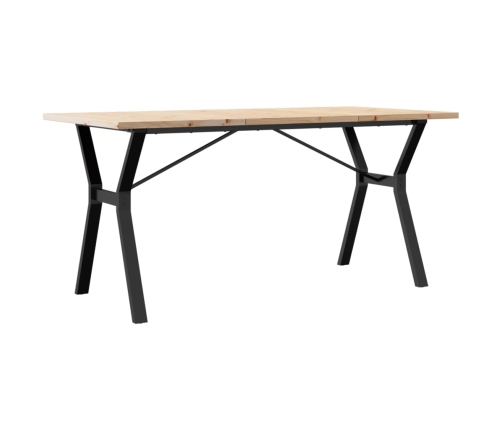 vidaXL virtuves galds, Y-rāmis, 140x80x75,5 cm, priedes koks, čuguns