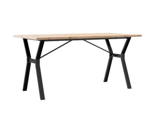 vidaXL virtuves galds, Y-rāmis, 140x80x75,5 cm, priedes koks, čuguns