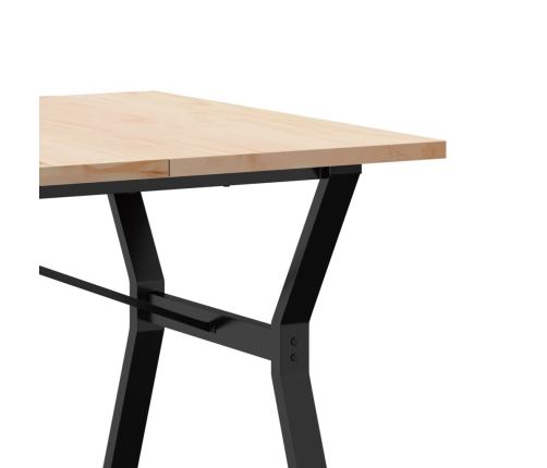 vidaXL virtuves galds, Y-rāmis, 180x90x75,5 cm, priedes koks, čuguns