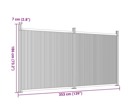 vidaXL žoga panelis, pelēks, 353x186 cm, WPC