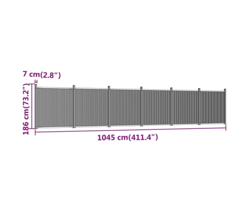 Žoga Panelis, Pelēks, 1045X186 Cm, Wpc Vidaxl