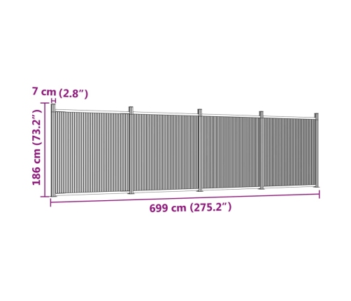 Žoga Panelis, Brūns, 699X186 Cm, Wpc Vidaxl