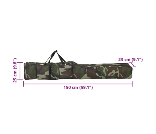 vidaXL makšķeres soma, zaļa, 150 cm, Oksfordas audums