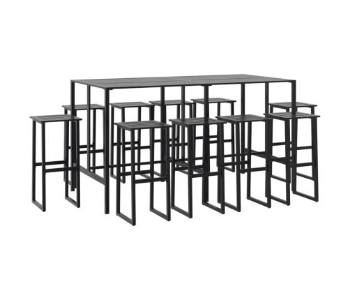 vidaXL 11-daļīgs bāra mēbeļu komplekts, melns, pulverkrāsots tērauds