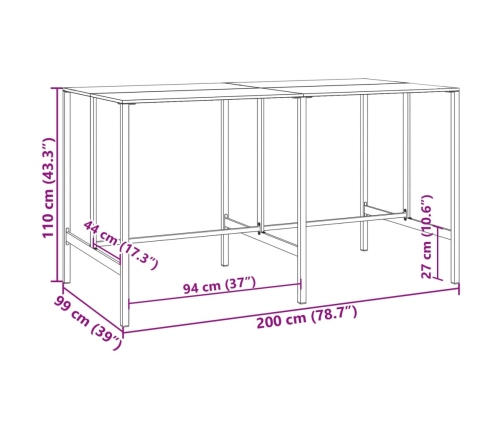 vidaXL 11-daļīgs bāra mēbeļu komplekts, melns, pulverkrāsots tērauds