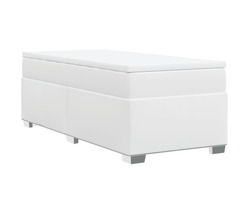 vidaXL atsperu gulta ar matraci, balta, 80x200 cm, mākslīgā āda