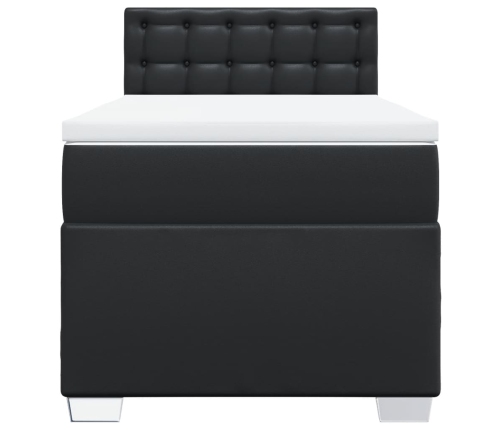 vidaXL atsperu gulta ar matraci, melna, 80x200 cm, mākslīgā āda