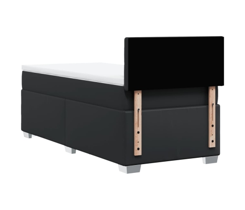 vidaXL atsperu gulta ar matraci, melna, 80x200 cm, mākslīgā āda