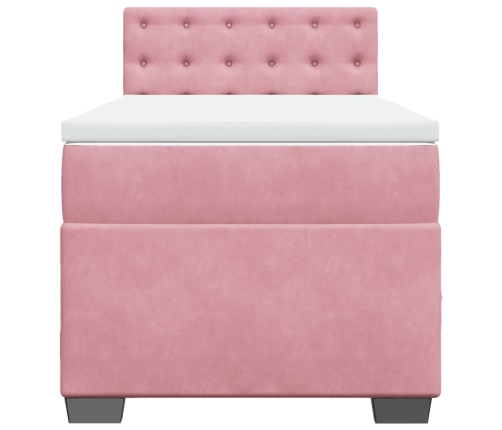 vidaXL atsperu gulta ar matraci, rozā samts, 90x200 cm