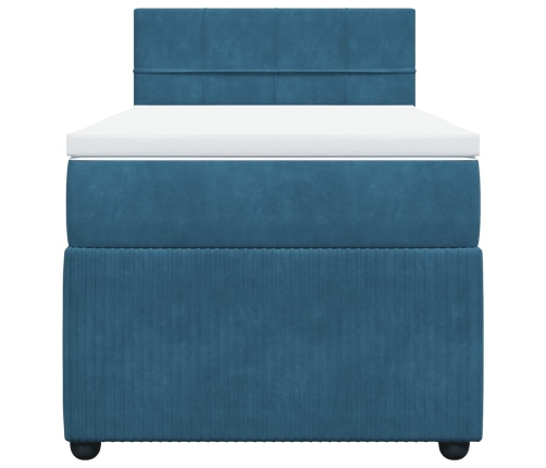 vidaXL atsperu gulta ar matraci, zils samts, 90x190 cm