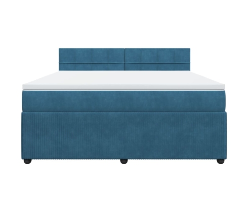 vidaXL atsperu gulta ar matraci, zils samts, 180x200 cm