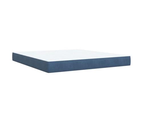 vidaXL atsperu gulta ar matraci, zils samts, 180x200 cm