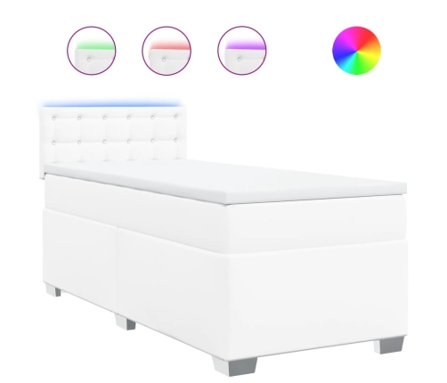 vidaXL atsperu gulta ar matraci, balta, 80x200 cm, mākslīgā āda