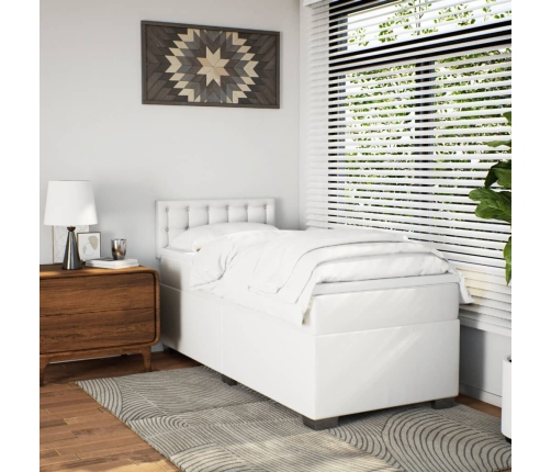 vidaXL atsperu gulta ar matraci, balta, 80x200 cm, mākslīgā āda