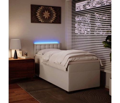 vidaXL atsperu gulta ar matraci, balta, 80x200 cm, mākslīgā āda