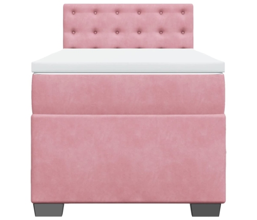 vidaXL atsperu gulta ar matraci, rozā samts, 80x200 cm