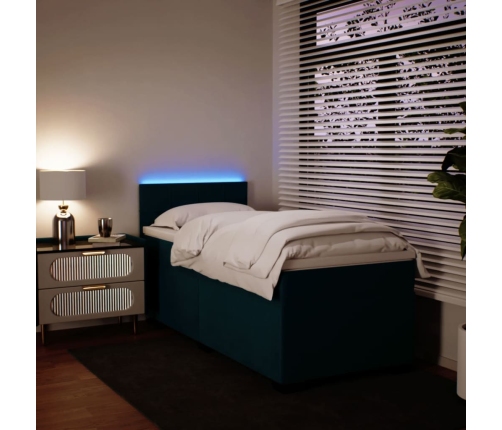 vidaXL atsperu gulta ar matraci, zils samts, 90x190 cm