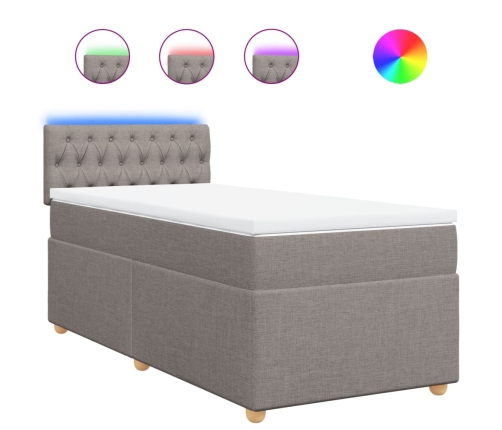 vidaXL atsperu gultas rāmis ar matraci, pelēkbrūns, 80x200 cm, audums