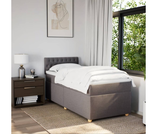 vidaXL atsperu gultas rāmis ar matraci, pelēkbrūns, 80x200 cm, audums