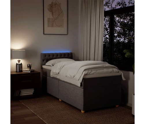 vidaXL atsperu gultas rāmis ar matraci, pelēkbrūns, 80x200 cm, audums