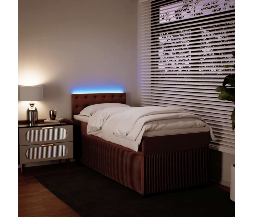 vidaXL atsperu gulta ar matraci, rozā samts, 90x200 cm