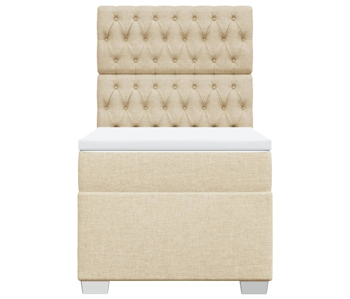 vidaXL atsperu gultas rāmis ar matraci, krēmkrāsas, 80x200 cm, audums